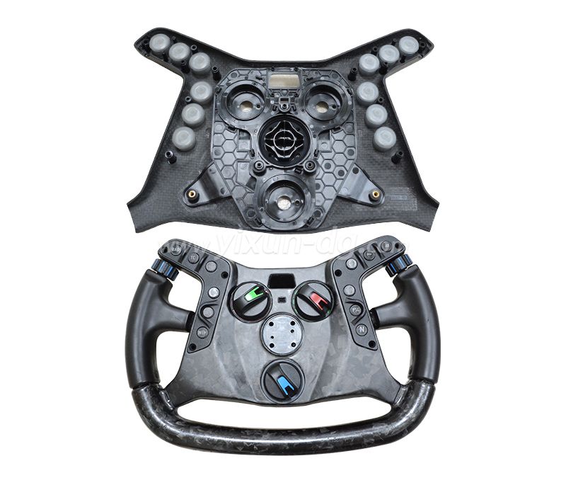 new energy automobile steering wheel carbon fiber plastic injection overmolding mold and molding